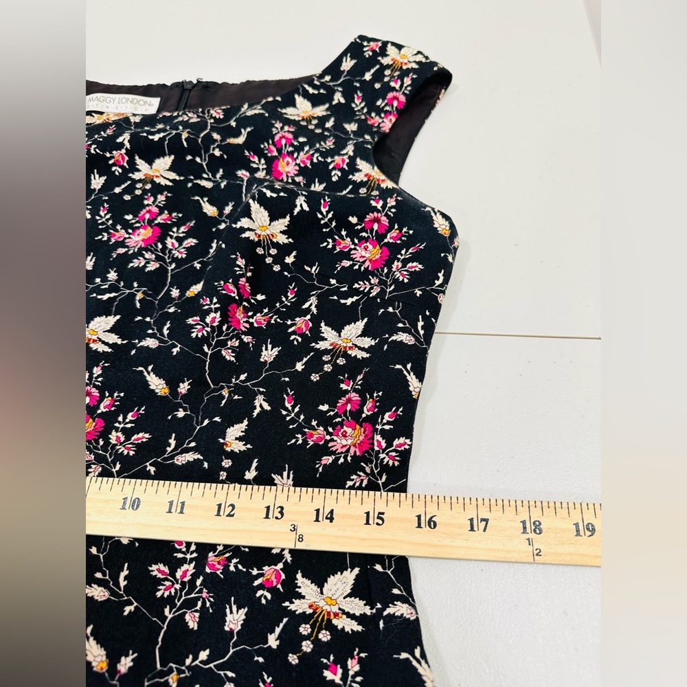 Maggy London Black Floral Sheath Dress with Pink and Cream Accents - Picture 8 of 10